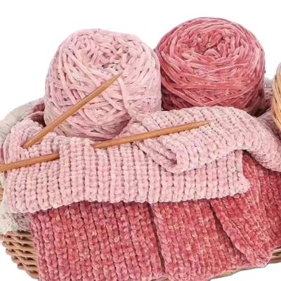 China Hot Sale 100gball DIY High Tenacity Hairy 100% Polyester Chenille Yarn For Hand Knitting Sweater Hat Scarf for sale