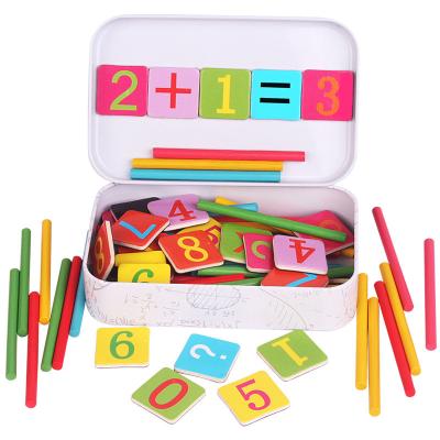 China Eco-friendly Material Mathematics Magnetic Puzzle Number Educational Toys Calculate Game Baby Wooden Stick Math Toy for sale