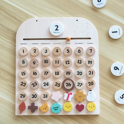 China Seasonal High Quality Wooden Month Time Calendar Desk Calendar Brain Teasing Cognitive Board for sale