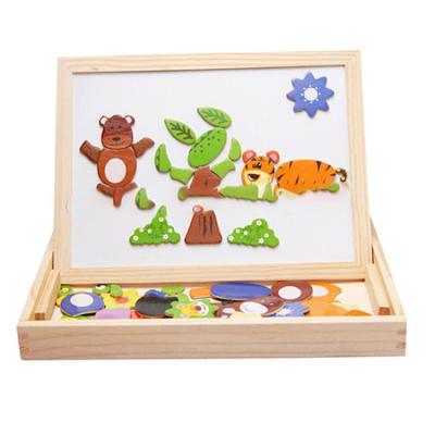 China Animal Wooden Box Magnetic Board Magnetic Animal Puzzle for sale