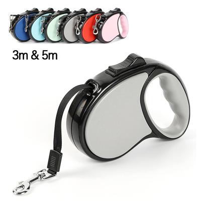 China New Durable Nylon Dog Leash 3m Retractable Automatic Lights 5m Lead Puppy Widening Walking Running Leads For Small Medium Dogs for sale