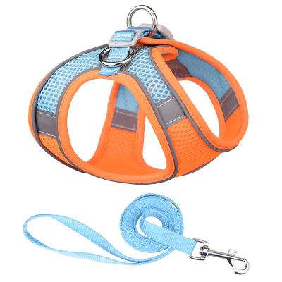 China New Soft Dog Harness and Leash Set Cat Harness Mesh Reflective Adjustable Escape Pet Vest Lights for Kitten Puppy for sale