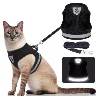 China Lights Cat Harness Pet Clothes Kitten Puppies Invest Adjustable Easy Control Breathable Leash Escape Reflective Cat Harness Proof for sale