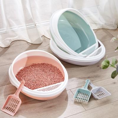 China Viable Cat Litter Bedpan Scoop Kitty Shield Semi-Enclosure Anti-Splash Pet Cleaning Open Top Kit Cat Litter Box Tray Toilet Basin for sale