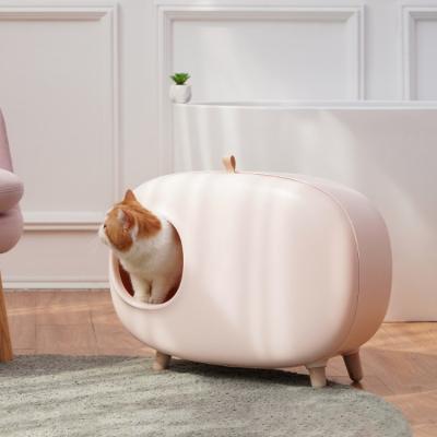 China 2022 Viable Cat Clean Up Products Plastic Hot Selling Luxury Large Cat Toilet Box Litter Box Space With Bag And Poop Scooper for sale