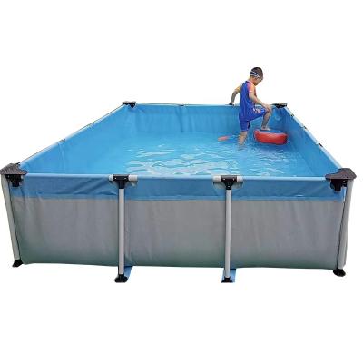 China Easy Set Family Pool Homeused Metal Frame Swimming Pool Steel Frame Retangular Swimming Pool for sale