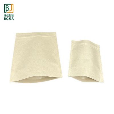 China Moisture Proof Packaging Biodegradable Kraft Paper Zip Lock Bag In Stock Kraft Paper Bag With Window For Food Kraft Paper Zipper Bag for sale