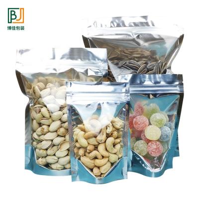 China Shock Resistance Self Position Zipper Bag Front Transparent Aluminum Foil Backpack Straight Zipper Lock Can Reseal Polyester Film Food Packaging for sale