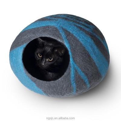 China CatGeeks Sustainable Premium Felt Cat Cave 100% All-Natural Wool (Large) - Merino - Handmade Indoor Cat House - Soft, Cozy Cat Bed - for sale