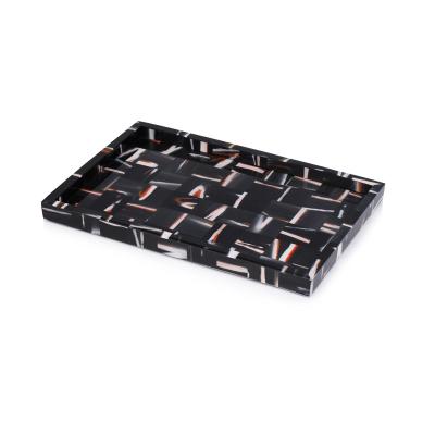 China Luxury hotel near sea style rectangular 360*240*23mm resin large serving tray for sale