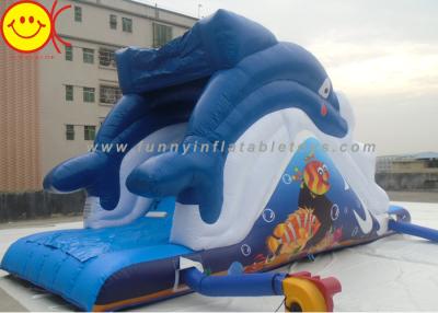 China Diapositiva azul de Waterpark del delfín del tobogán acuático inflable al aire libre del delfín para los adultos y los niños en venta