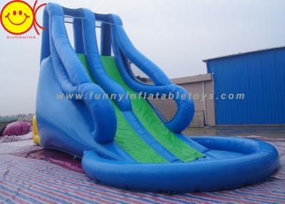 China Blue Style Large Inflatable Water Slide With Pool For Water Park 10m*5m*8m for sale