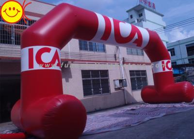 China Air Blown PVC Giant Red Inflatable Arch With Six Large Removable Banners for sale