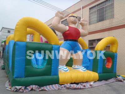 China Rent Funny Hercules Inflatable Fun City For Outside Kids blow up playground for sale