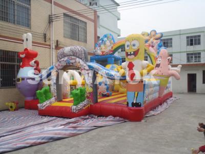 China Colourful Spongebo Inflatable fun park combo bouncers 18Oz PVC tarpaulin for sale