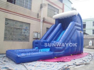 China El tobogán acuático inflable al aire libre azul con la piscina, agua inflable gigante juega en venta