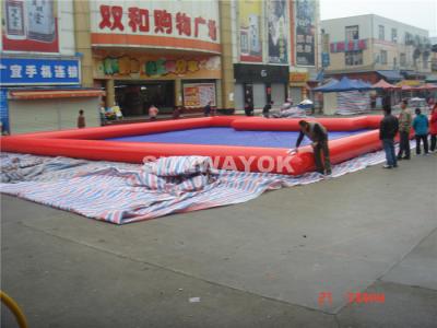 China Customed PVC Red Inflatable Water Pool In Summer 0.6 / 0.9 MM for sale