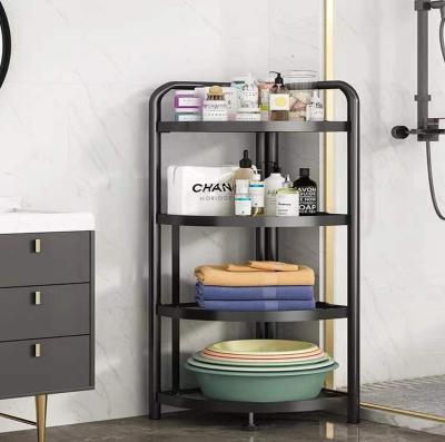 China Multi Layer Bathroom Storage Rack Bathroom Metal Steel Pipe Laundry Rack Bathroom Stored for sale