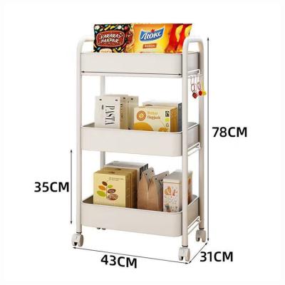 China Hot Selling Mobile Rack Stocked Kitchen Trolley Rack Floor Storage Rack Living Room Bedroom Storage Rack for sale