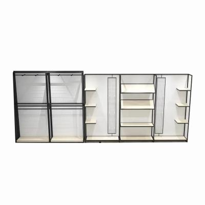 China Storage Organizer Rack High-End Exquisite Eco-friendly Clothing Store Display Racks On Ground Combination Clothing Store Shelves Customized for sale