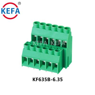 China PA66 KEFA KF635B-6.35 300V 30A 6.35mm Type Screw Terminal Block Connector Pitch PCB Screw Terminal Block for sale