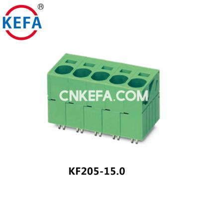 China PA66plastic KEFA KF205-15.0 PCB quality assurance green spring PCB terminal block quick connect for sale