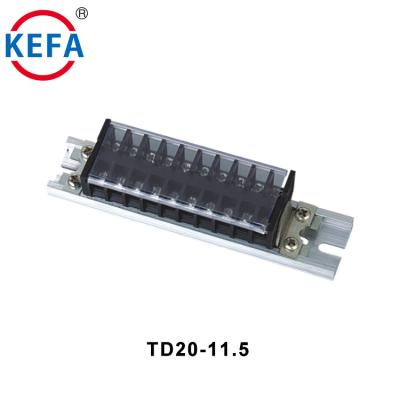 China TD20-11.5 Pitch AC2000V/1min 600V 20A 12-22AWG Din Rail Terminal Blocks for sale