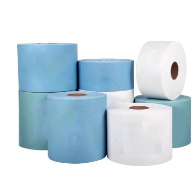 China Customized Blue/White Nonwoven Dustproof Lab Sustainable Cleaning Industrial Paper Wipes Roll Heavy Duty Cleaning Industrial Paper Towel for sale