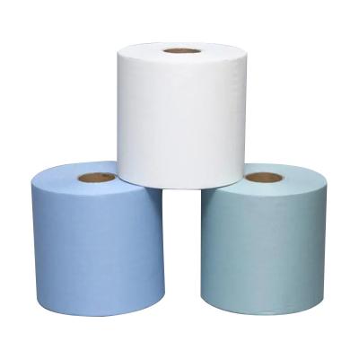 China Sustainable High Quality Blue Industrial Jumbo Paper Roll Heavy Duty Industrial Dry Cleaning Paper Wipers for sale