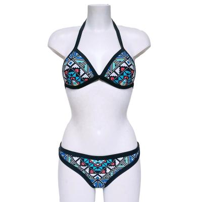 China Antibacterial Ladies Lift Up Bikini Swimwear Halter Neck Triangle Bikini With African Digital Printing 2021 Bikini for sale