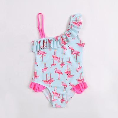 China Breathable Babies Flamingo Print Swimsuit Summer Fashion Bikini Kids One Pieces Kids Swimwear for sale