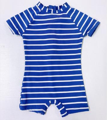 China Breathable Infant Toddler Tankini One Piece Swimwear Baby Boy Swimwear Striped Sun Protection Swimwear With Back Zipper for sale