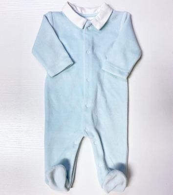 China 80%combed 2021 cotton velor baby jumpsuit customized cute toddler baby outwear romper with footie for sale