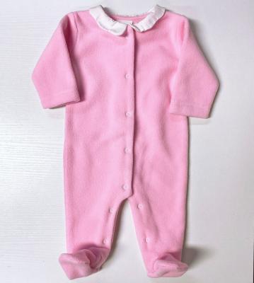 China warm 100%Cotton BCI /Elastane style velvet baby plain rompers with poplin collar baby clothes organic sleep suit romper for sale