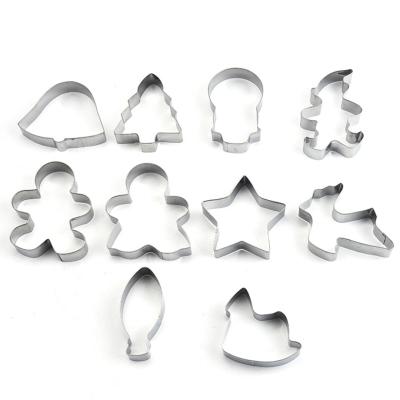 China Workable 10pcs Stainless Steel Different Shapes Cookie Cutter Set Baking Tools Cookie Cutter for sale