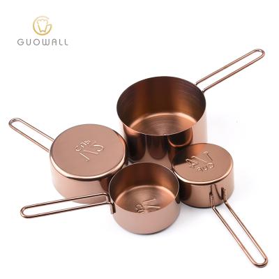 China 4PCS Copper Plating Viable Measuring Cup Set Stainless Steel Cup Set Powder Cup Bakeware Baking Tools for sale