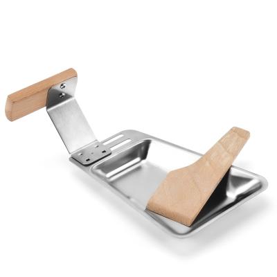 China Home Kitchen Stainless Steel Cheese Melting Pan With Wood Scraper Cheese Tools for sale