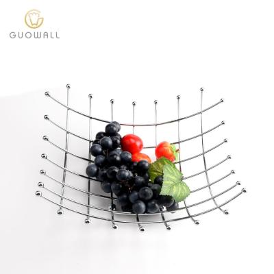 China Sustainable Metal Wire Storage Home Decoration Rack Kitchen Organizer Fruit Basket Rack for sale