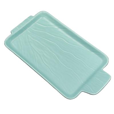 China Wholesale Viable Color Gloss Ceramic Dish Baking Pan Ceramic Baking Tray Food Dish Microwave Oven Safe With Handle for sale