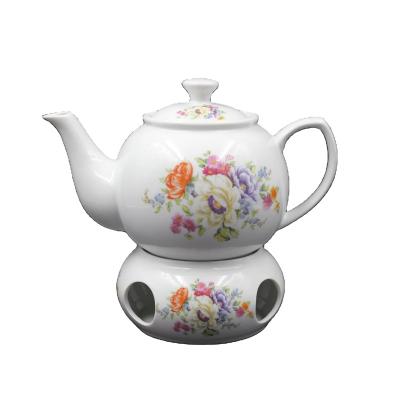 China Super Sustainable White Porcelain Teapot With Heat Base Warmer Base Sconce for sale