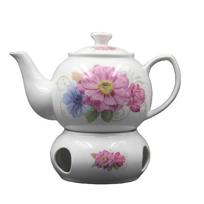 China Super Sustainable White Porcelain Teapot With Heat Base Warmer Base Sconce for sale