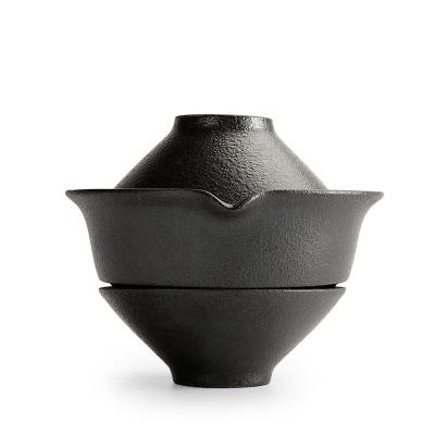 China Viable Ceramic Black Mini Pottery Travel Portable Tea Set for sale