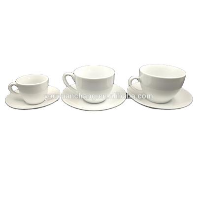 China Viable White Porcelain Espresso Coffee Tea Cup And Saucer 90cc 200cc 240cc for sale