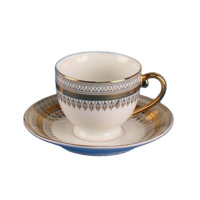 China Viable Plated Gold And Silver Design Porcelain Cup And Saucer Set for sale