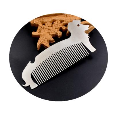 China Outdoor Custom Logo Laser Dog Shape Tool Stainless Steel Big Comb Metal Cat and Dog Comb for sale