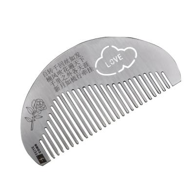 China Handheld And Durable Beard Comb Mens Best Logo Customization Stainless Steel Beard Comb for sale