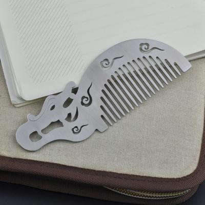 China Custom logo hair comb stainless steel metal comb men's commemorative wholesale hand-held and durable beard comb cheap gift for sale