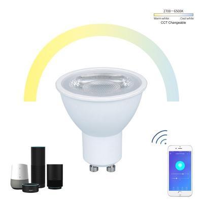 China WIFI Gu10 COB 7w CCT 2700-6500k Residential Projector Google Alexa Smart Led Bulb Light for sale