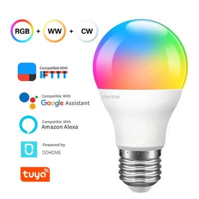 China APP A60 A19 9w E27 B22 E14 RGB LE TDC RGBCW Google WIFI Home Assistant Alexa Smart Led Lamp Bulb for sale