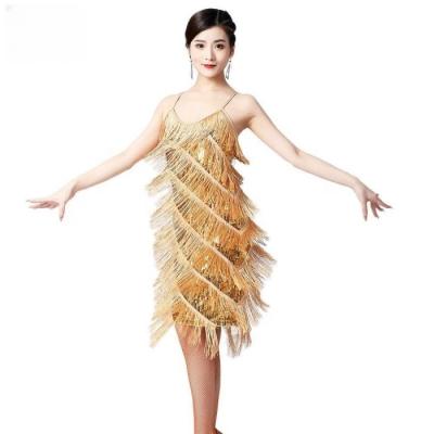 China Dresses Women's Flapper 1920s Gatsby Sequins Tassels Sexy Cocktail Latin Dance Ballroom Dress Costume for sale